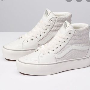 White high top snakskin vans